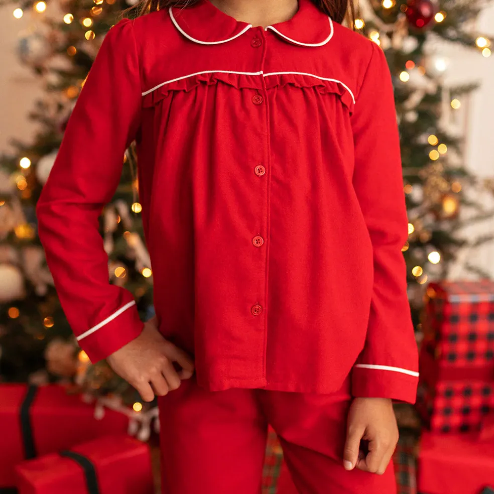 Flannelette Ruffled Pajama Set