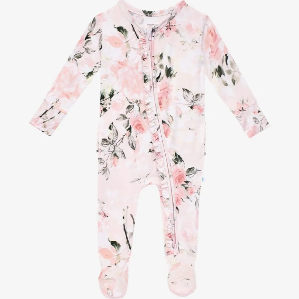 Footie Ruffled Zippered One Piece