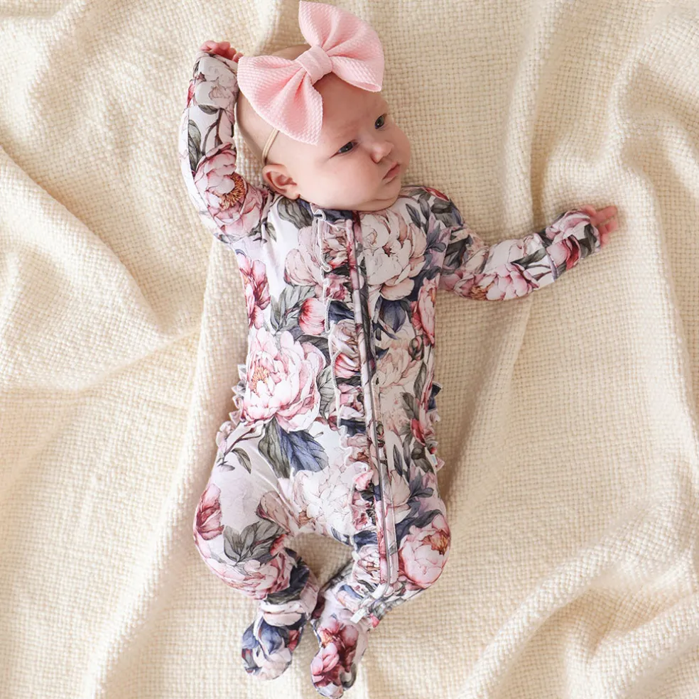 Footie Ruffled Zippered One Piece