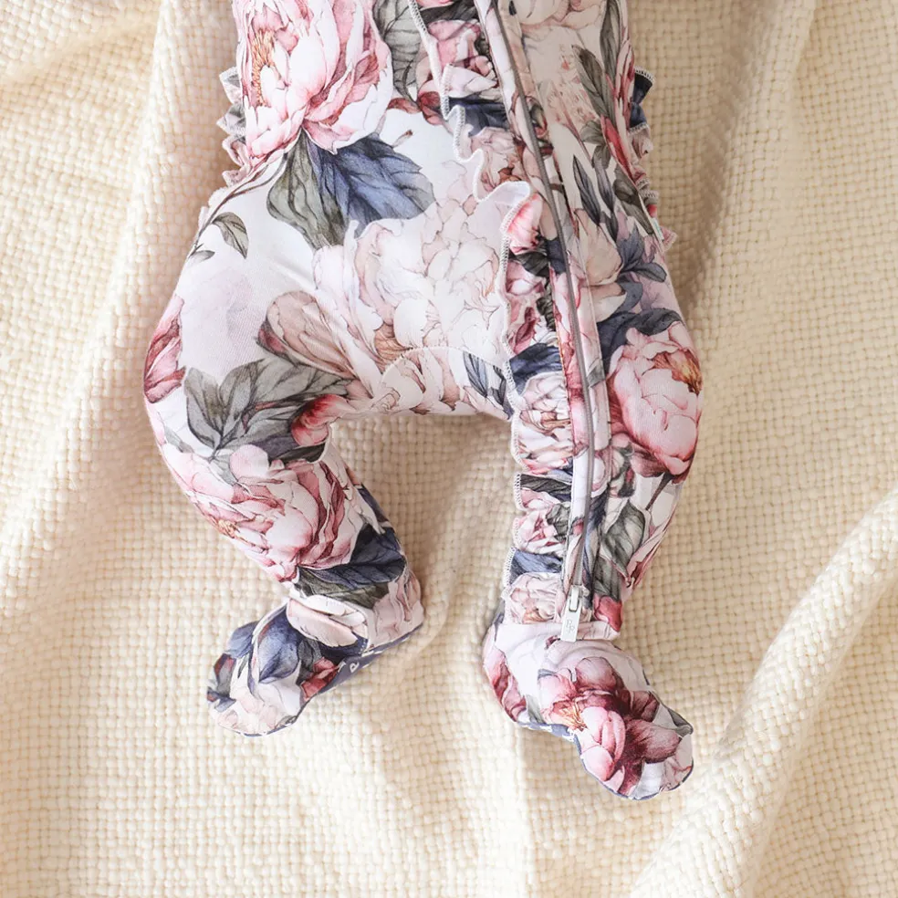 Footie Ruffled Zippered One Piece