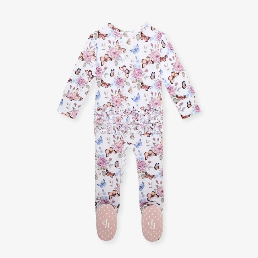 Footie Ruffled Zippered One Piece