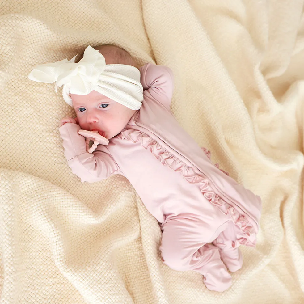 Footie Ruffled Zippered One Piece