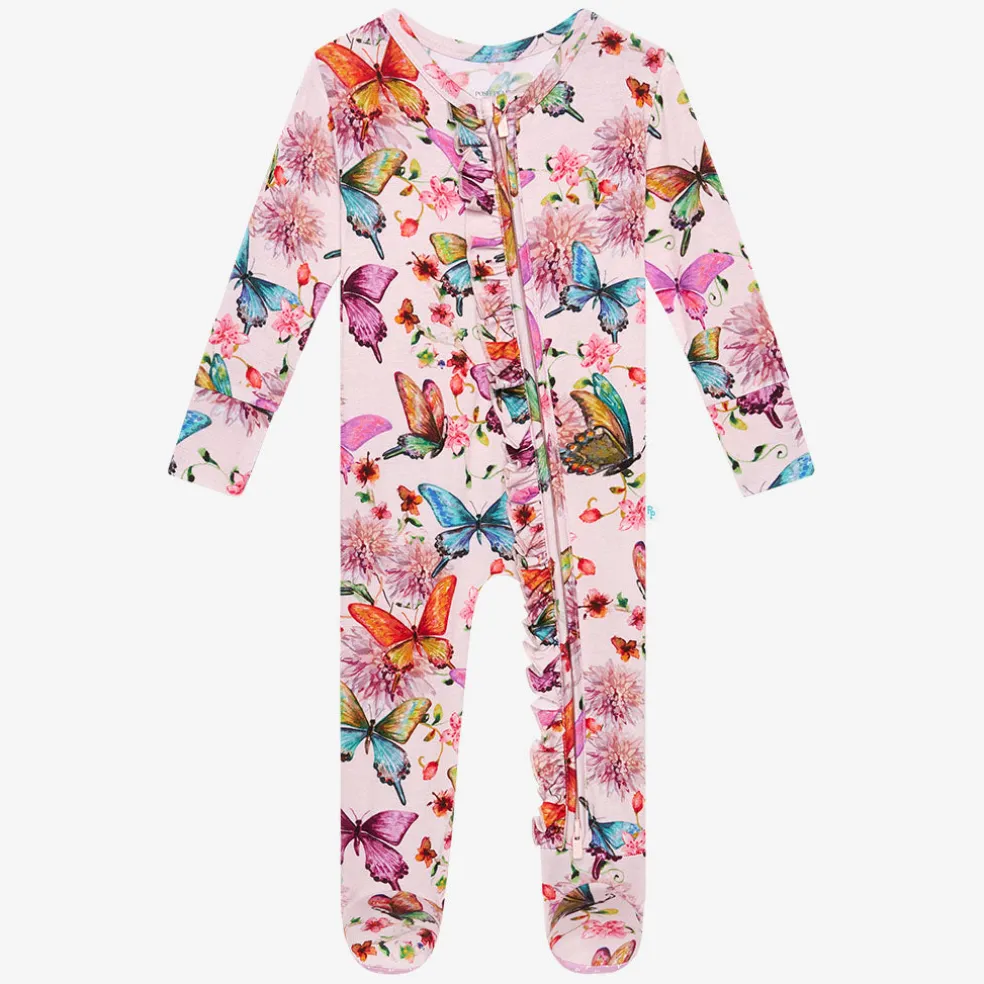 Footie Ruffled Zippered One Piece