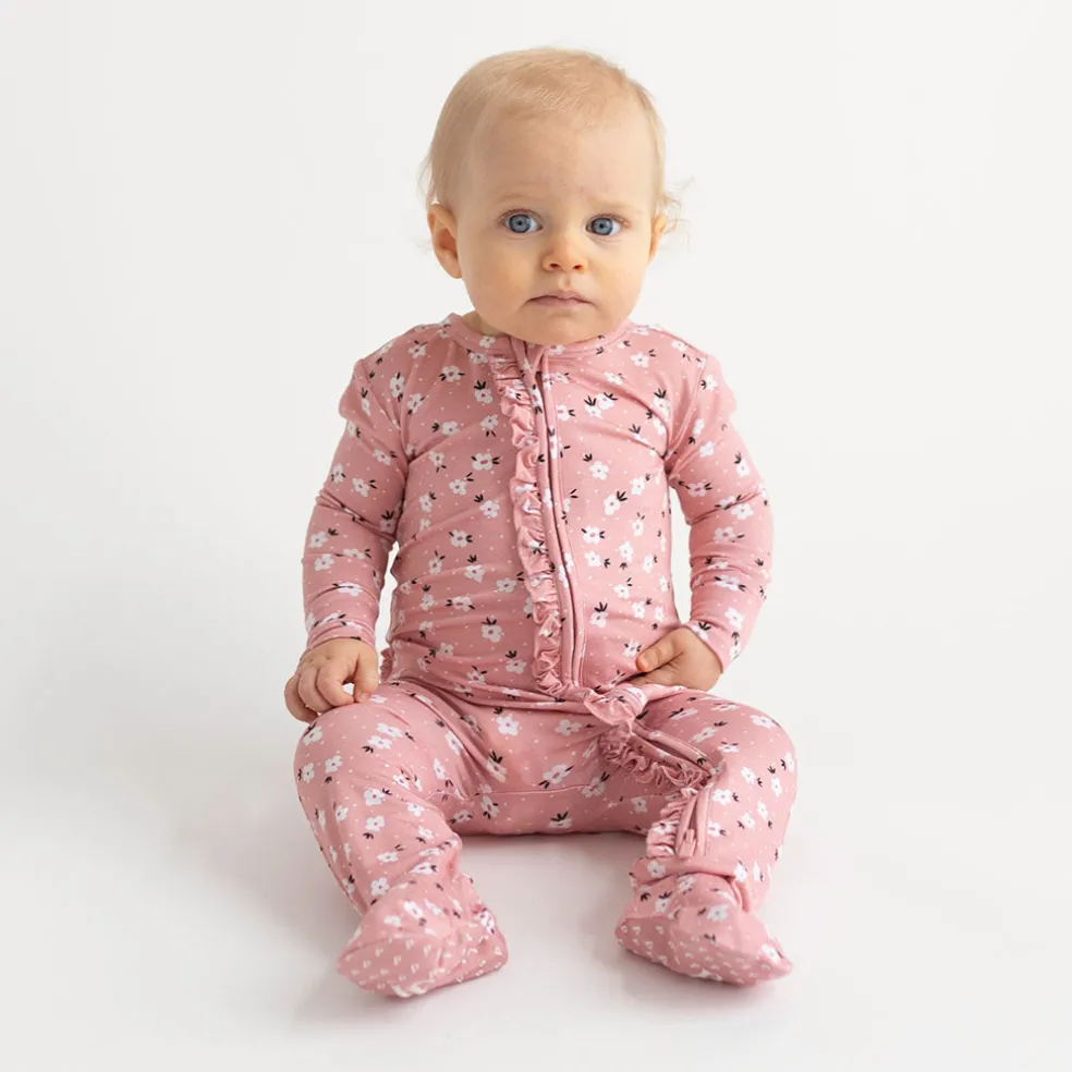 Footie Ruffled Zippered One Piece