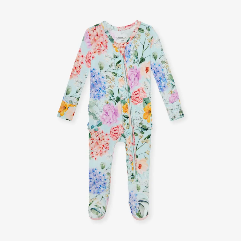 Footie Ruffled Zippered One Piece