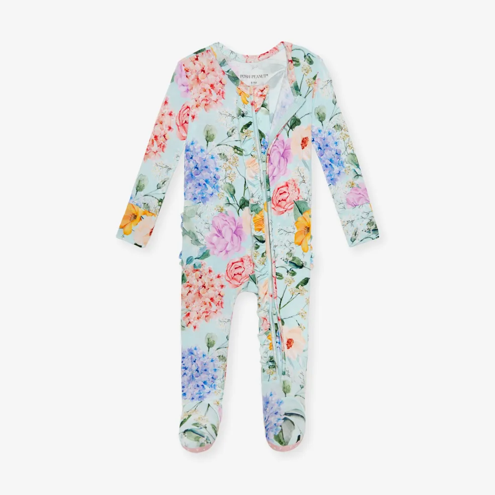 Footie Ruffled Zippered One Piece