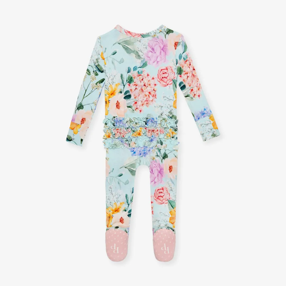 Footie Ruffled Zippered One Piece