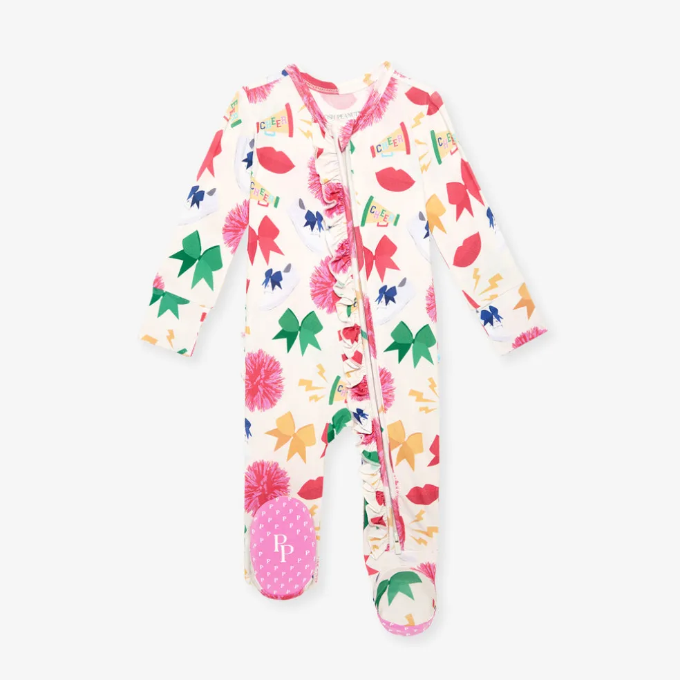 Footie Ruffled Zippered One Piece