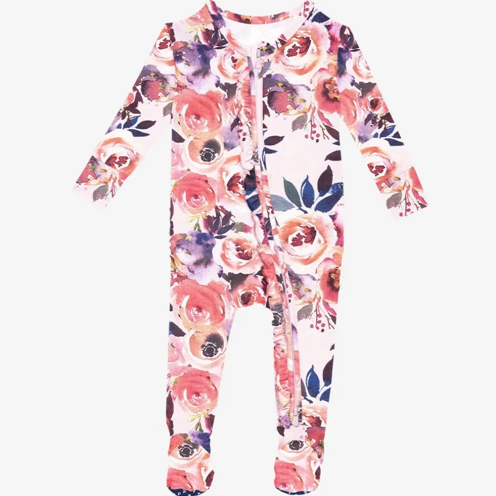 Footie Ruffled Zippered One Piece