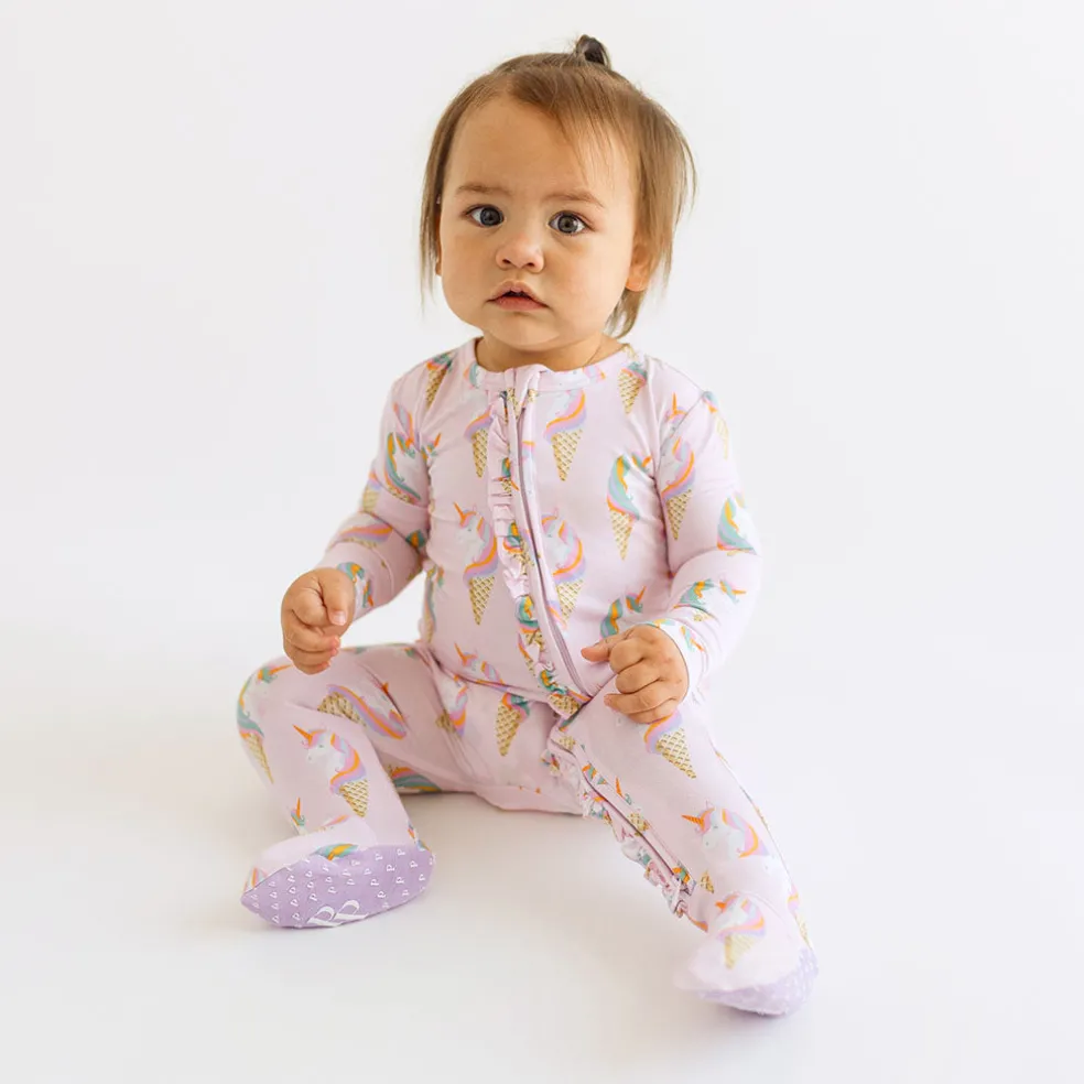 Footie Ruffled Zippered One Piece