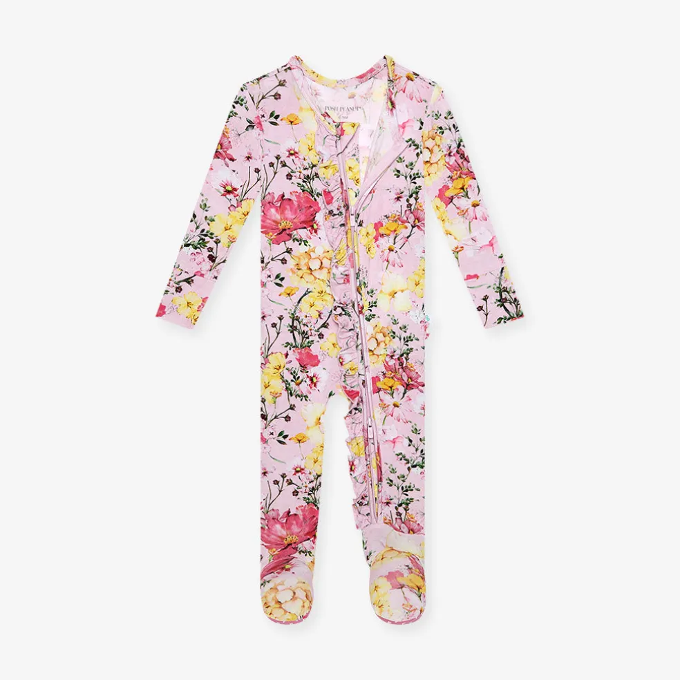 Footie Ruffled Zippered One Piece