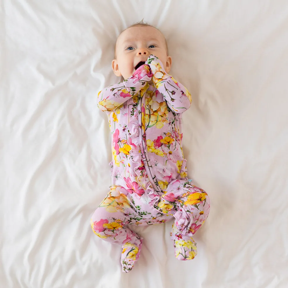 Footie Ruffled Zippered One Piece