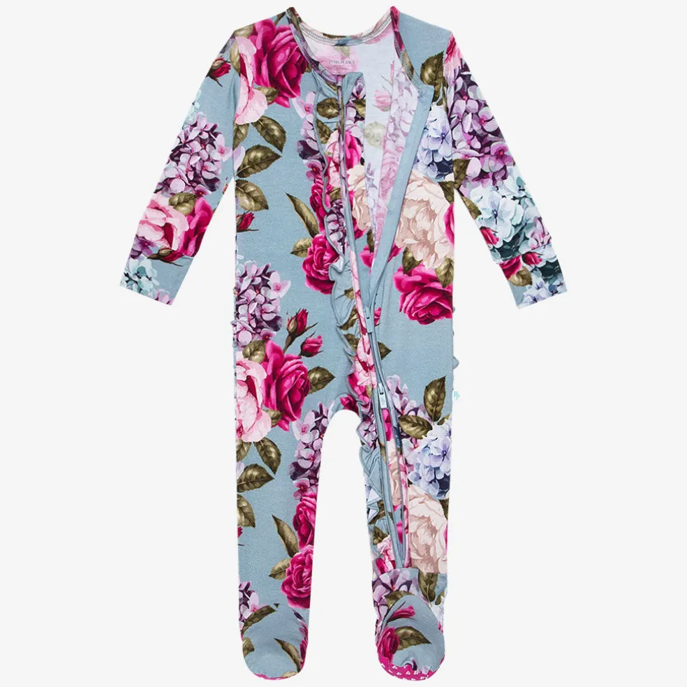 Footie Ruffled Zippered One Piece
