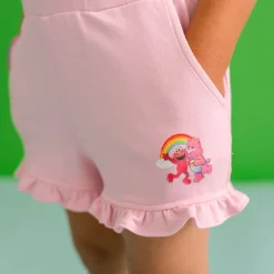 French Terry Graphic Ruffled Shorts