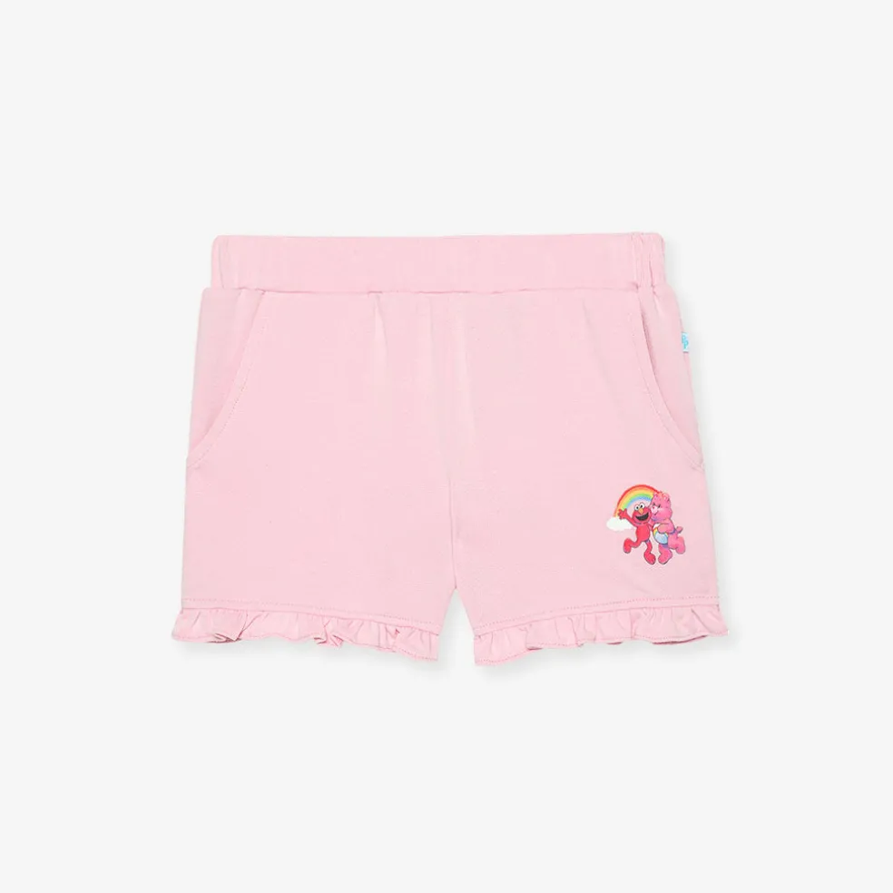 French Terry Graphic Ruffled Shorts