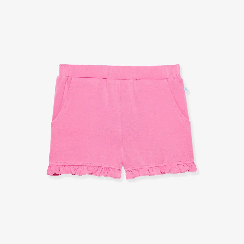 French Terry Ruffled Shorts