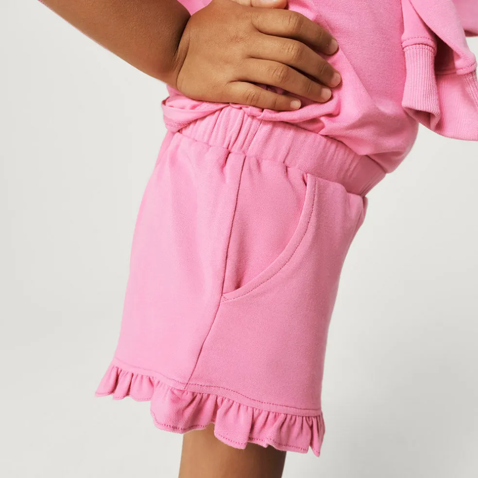 French Terry Ruffled Shorts