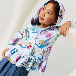 French Terry Ruffled Zippered Hoodie