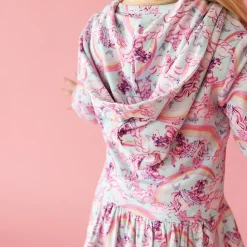 French Terry Ruffled Zippered Hoodie