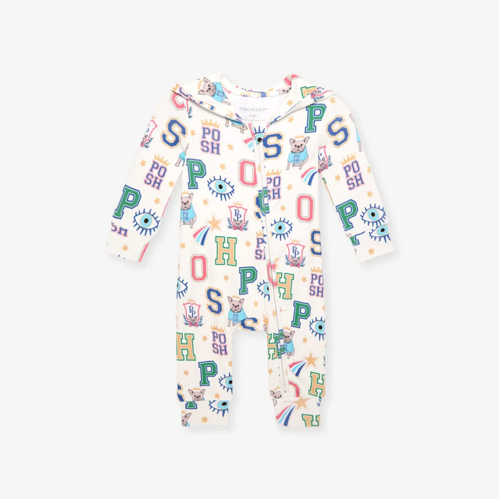 French Terry Zippered Hooded Romper
