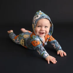 French Terry Zippered Hooded Romper