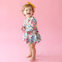 Long Sleeve Ruffled Bodysuit Dress