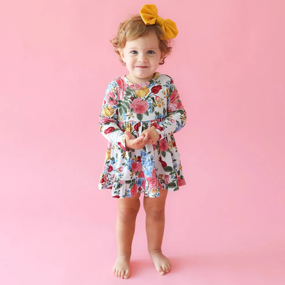 Long Sleeve Ruffled Bodysuit Dress