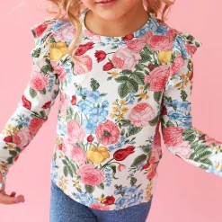 Long Sleeve Ruffled Shoulder Top