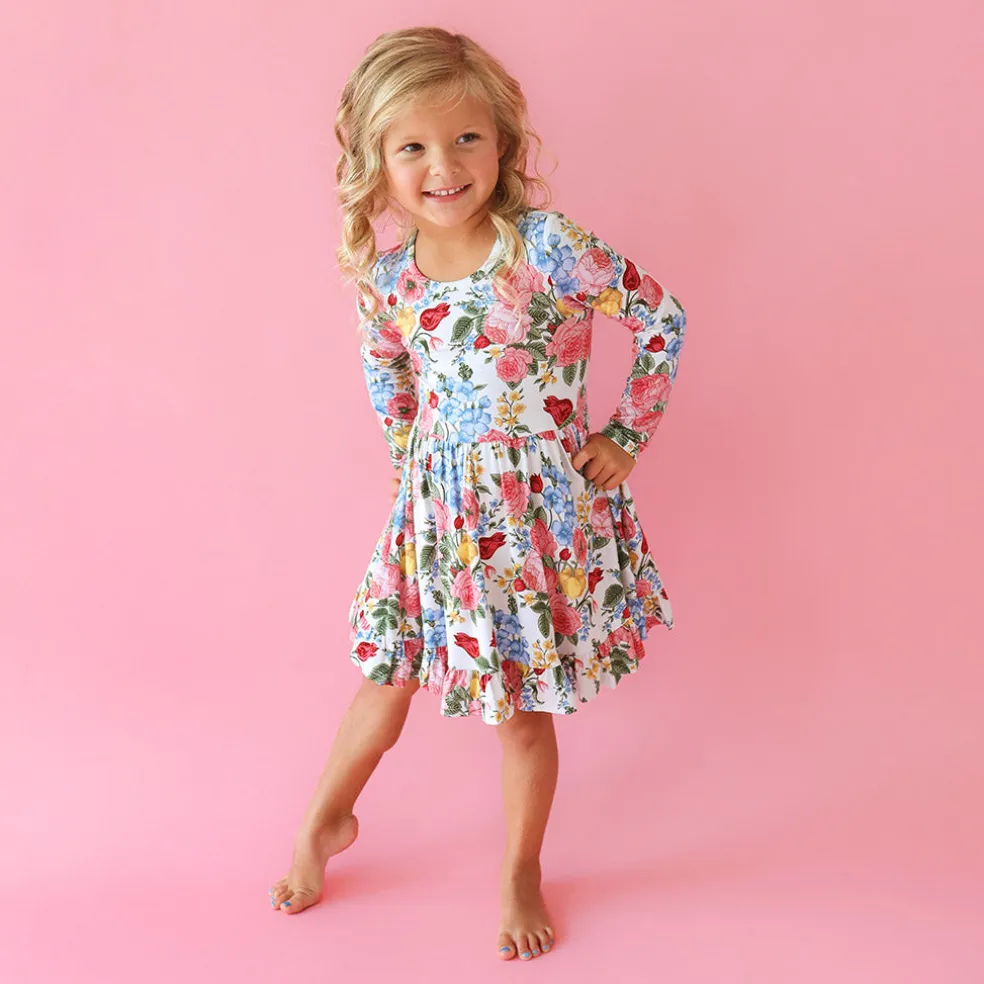 Long Sleeve Ruffled Twirl Dress