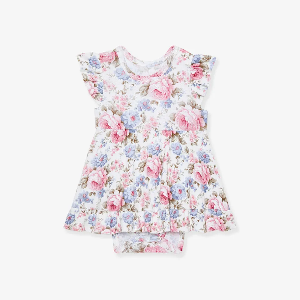 Pointelle Ruffled Bodysuit Dress