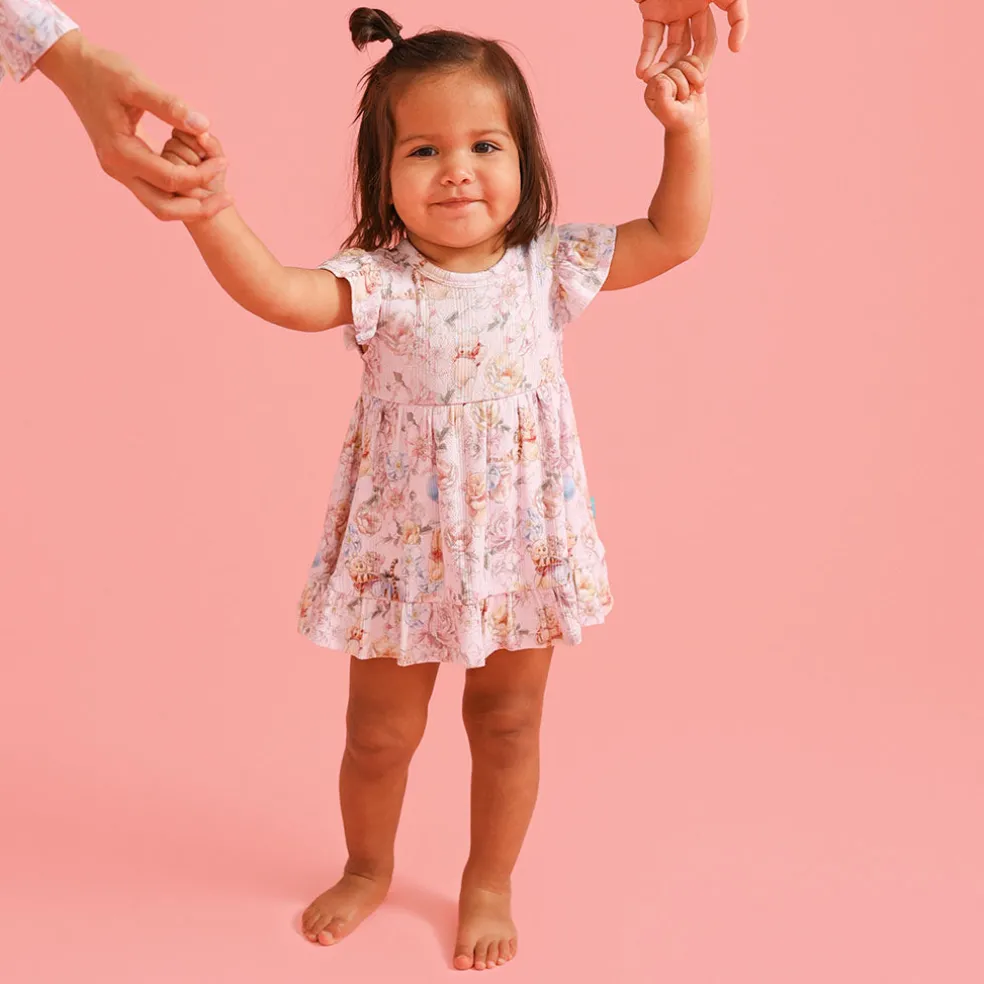 Pointelle Ruffled Bodysuit Dress