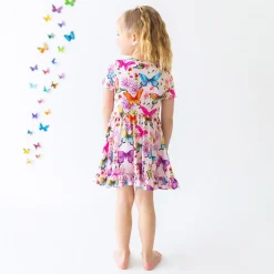 Short Sleeve Ruffled Twirl Dress