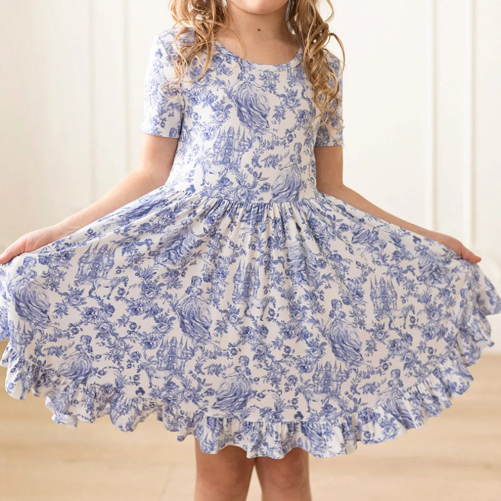 Short Sleeve Ruffled Twirl Dress