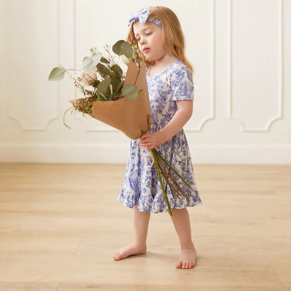 Short Sleeve Ruffled Twirl Dress