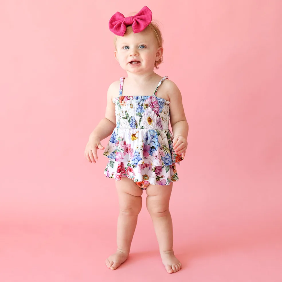 Smocked Tiered Bodysuit Dress