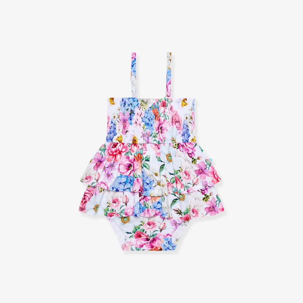 Smocked Tiered Bodysuit Dress