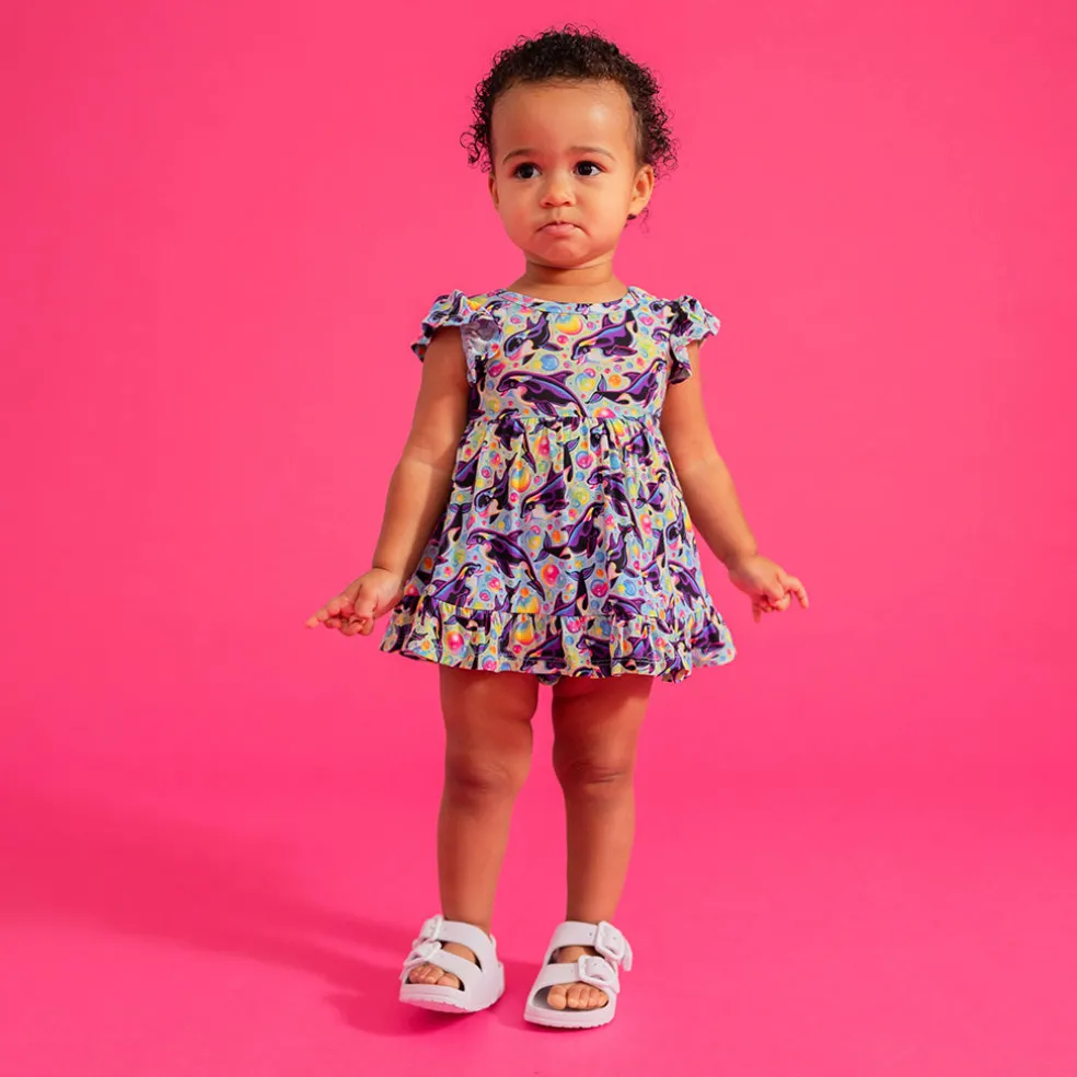 Tie Back Ruffled Bodysuit Dress