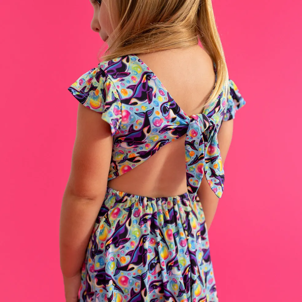 Tie Back Ruffled Twirl Dress