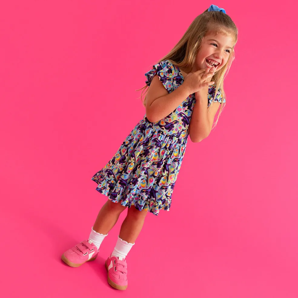 Tie Back Ruffled Twirl Dress