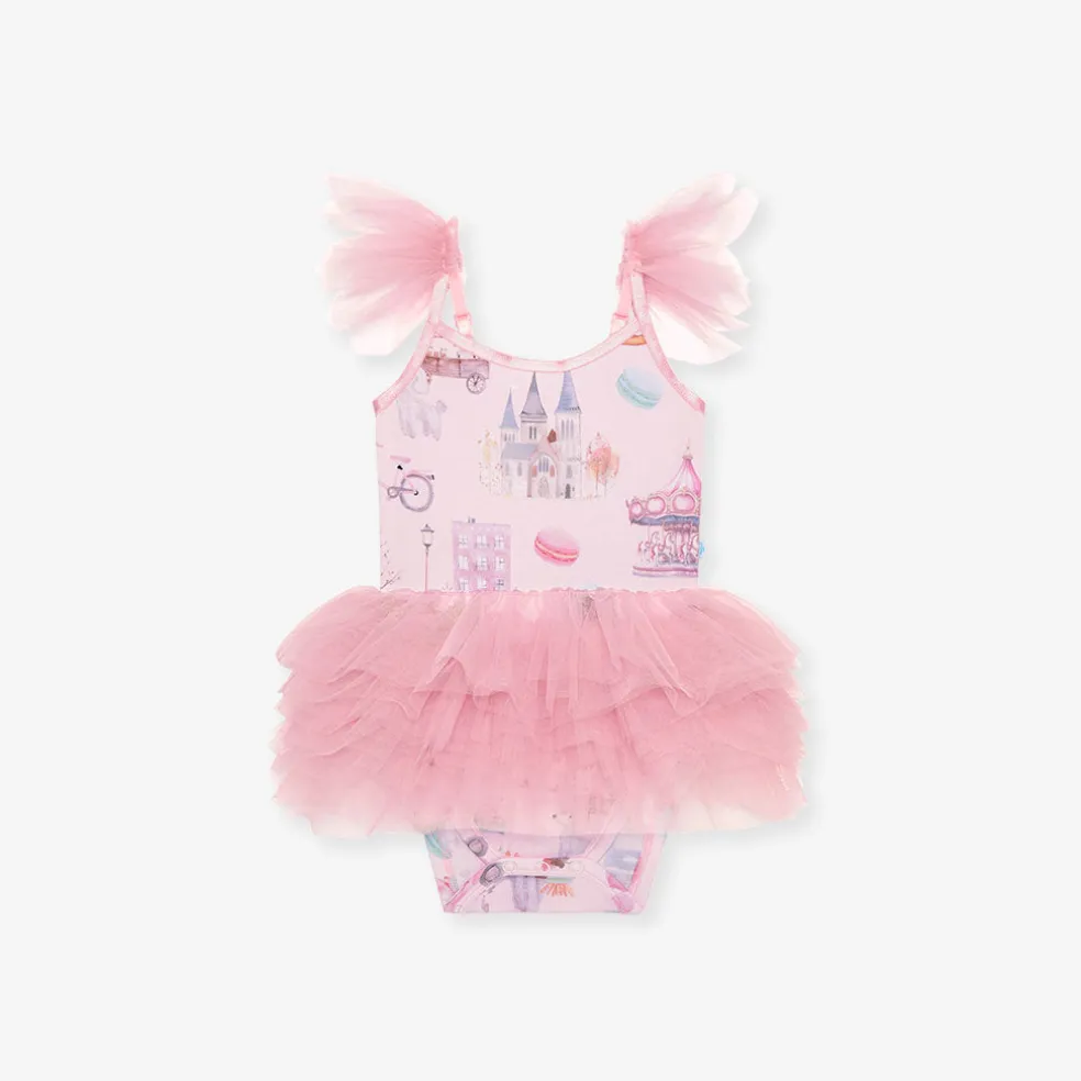 Tulle Smocked Bodysuit Dress