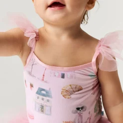 Tulle Smocked Bodysuit Dress