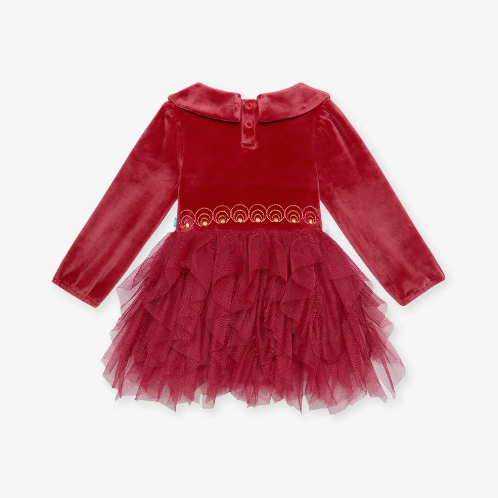 Velour Tulle Bodysuit Dress