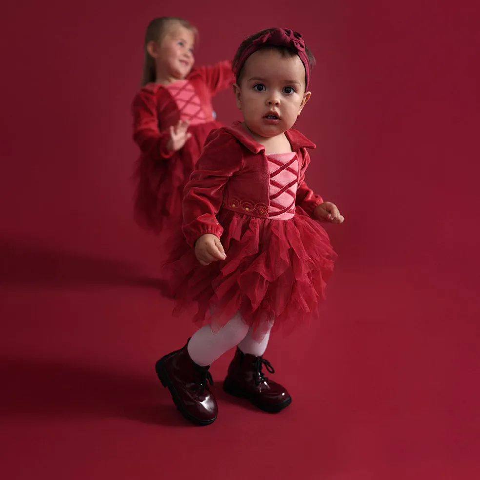 Velour Tulle Bodysuit Dress
