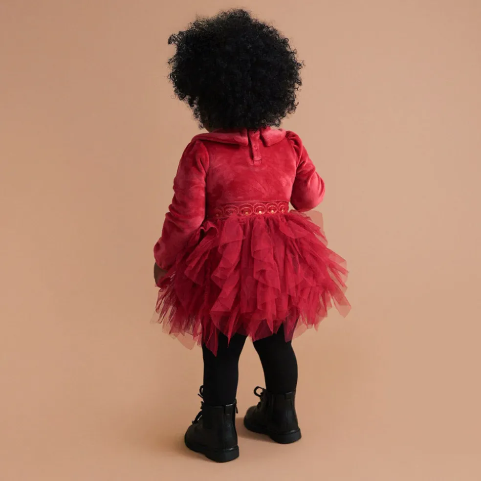 Velour Tulle Bodysuit Dress