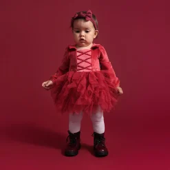 Velour Tulle Bodysuit Dress