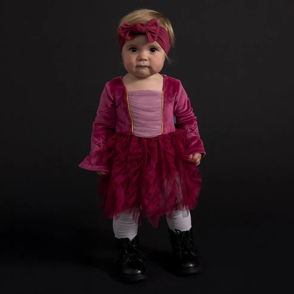 Velour Tulle Bodysuit Dress