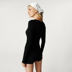 Women's Black Pointelle Romper