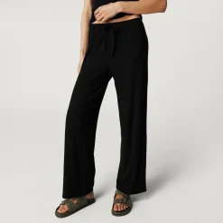 Women's Black Premium Knit Straight Pants