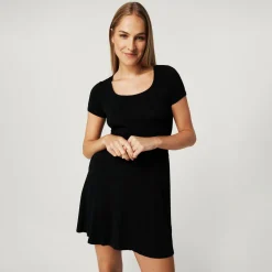 Women's Black Scoop Short Dress