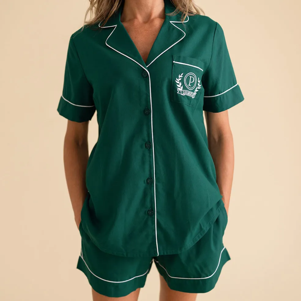 Women's Twill Pajama Short Set
